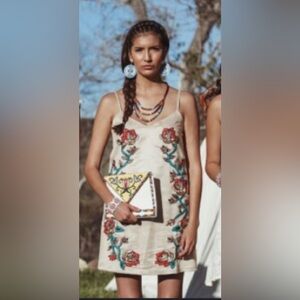 B.yellowtail Floral Embroidered Mini Dress